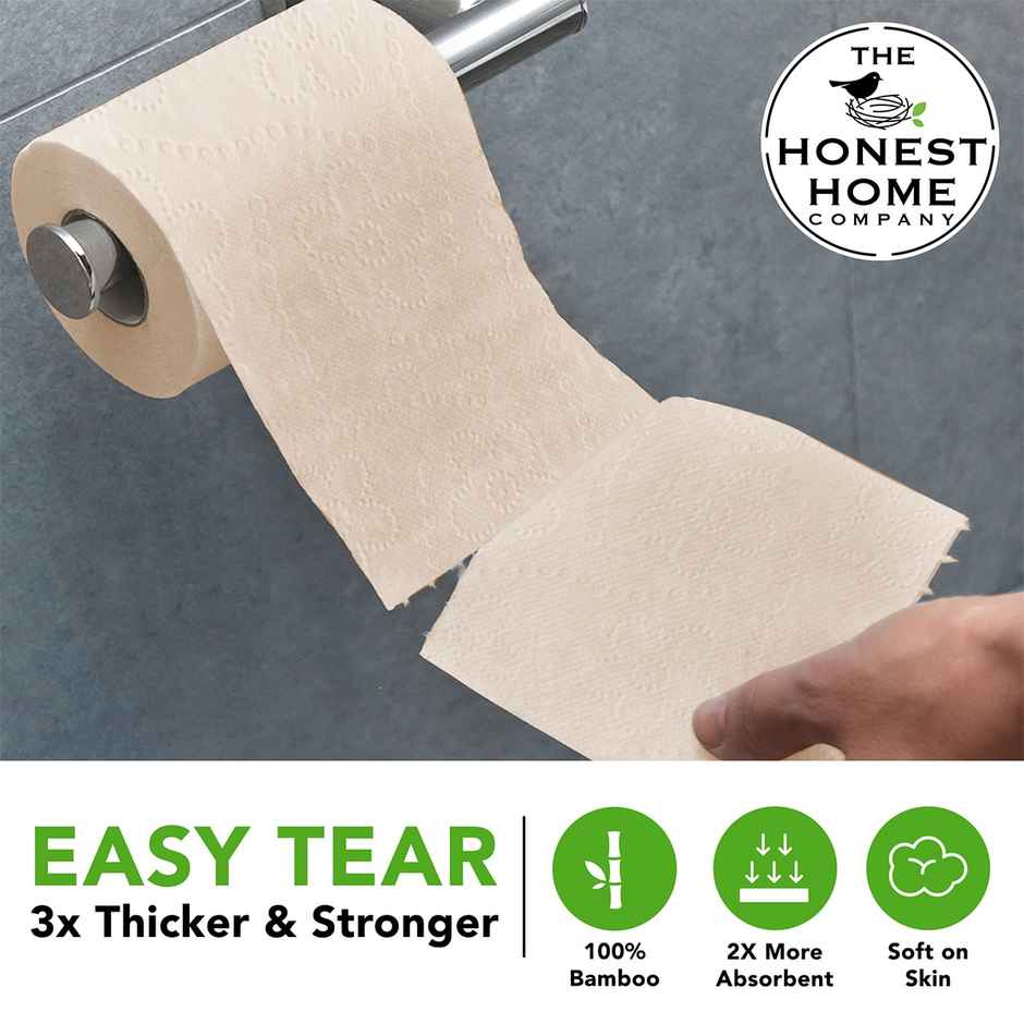 The Honest Home Company Bamboosa 3 Ply Toilet Roll - Pack Of 8 Rolls | 300 Pulls Per Roll | Brown