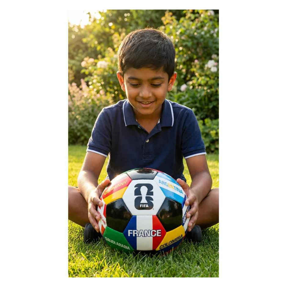 FIFA World Cup 2026 Official Licensed Football | Size 5 | PP | Multi Flag | Black