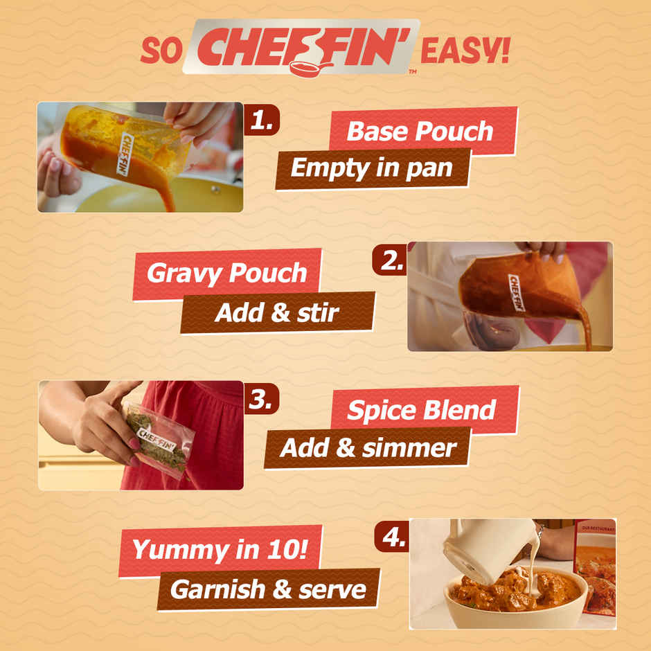 Cheffin' Butter Chicken Masala | Add Fresh Chicken | Serves 2-3 | Ready in 10 Min