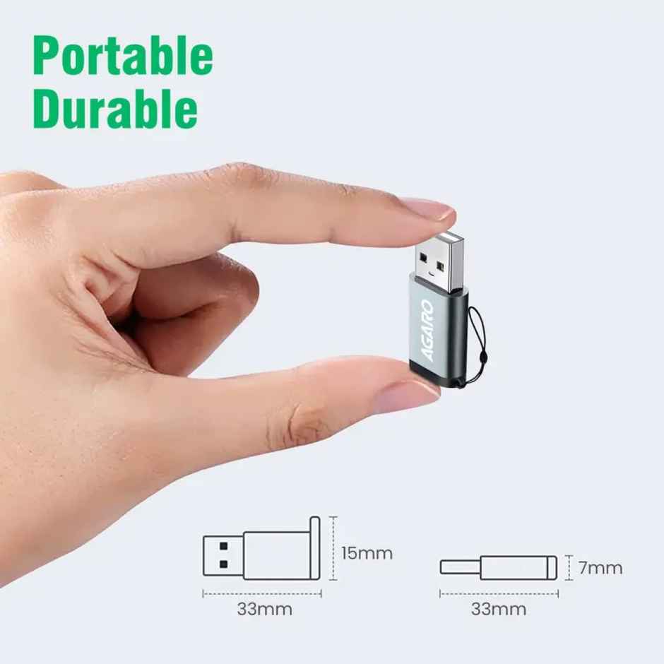 AGARO USB 3.0 Type C Female to USB Male OTG Adapter, 5 Gbps High-Speed Data Transfer, Compatible with Laptops, Tablets, Smartphone, Chargers and More Devices with Standard USB A Interface - Grey