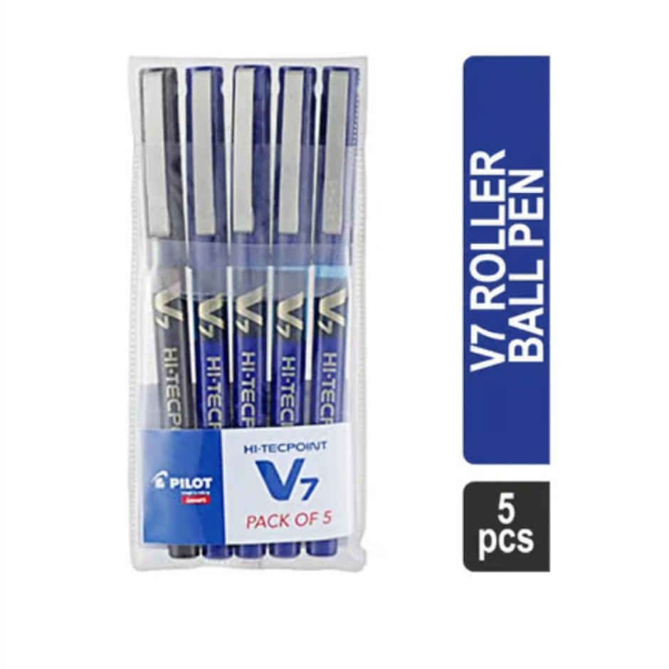 Pilot Hi-Techpoint V7 Roller Pen 4 Blue +1 Black - 5 Pieces