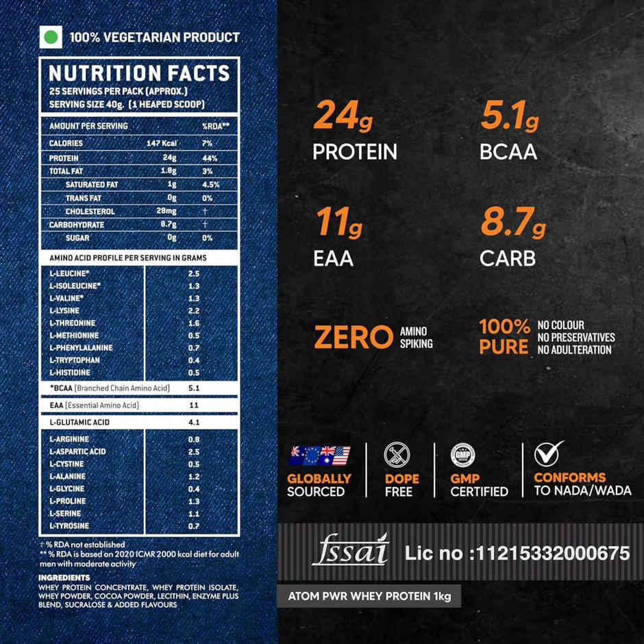 AS-IT-IS ATOM PWR Whey Protein With Enzymes, Double Rich Chocolate