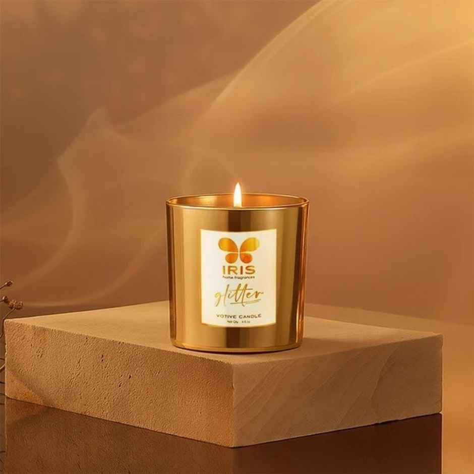 IRIS Gold Glass Votive Candle