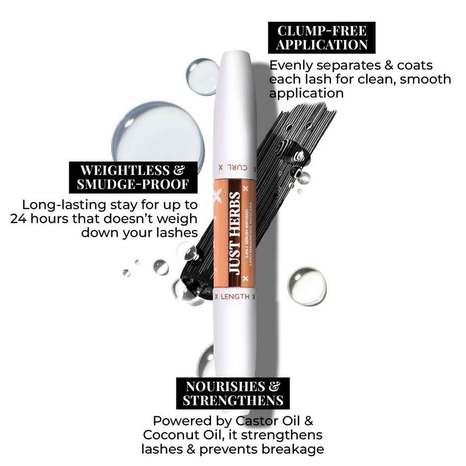 Just Herbs 2In1Lash Enhancing Serum Infused Smudge Proof Clump Free Mascara