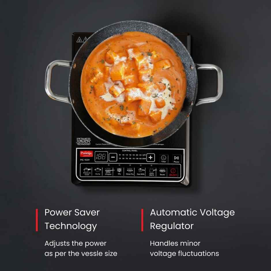Prestige PIC 16.0+ 2000W Induction Cooktop,4KV Surge Protection,Easy to clean,Black,1Y Warranty, BIS