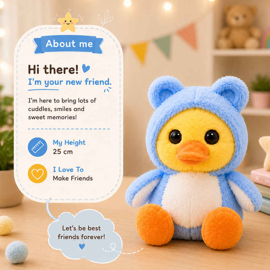 ToyTales Hoodie Duck Plush Toy | Stuffed Animal Soft Toy | Birthday Gift for Kids | Gift Baby | 25cm
