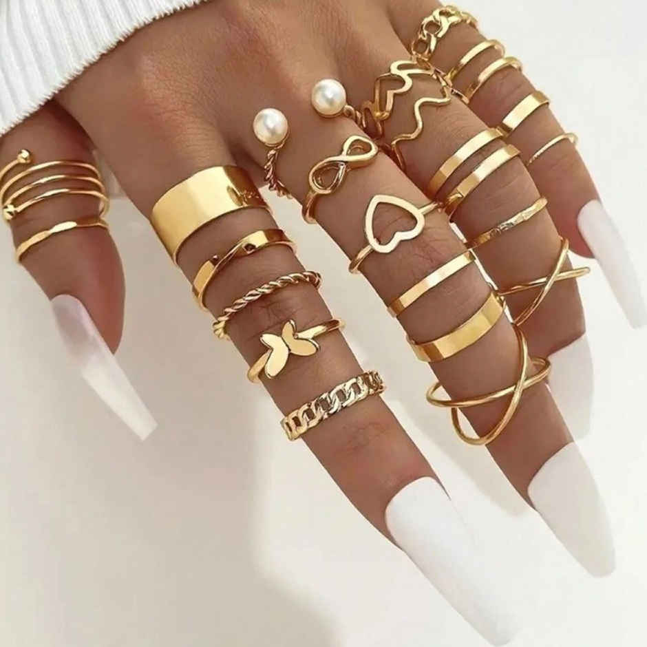 Youbella Celebrity Inspired Combo Of 44 Rings Set For Women And Girls (Multicolor) (Ybrg - 20266)