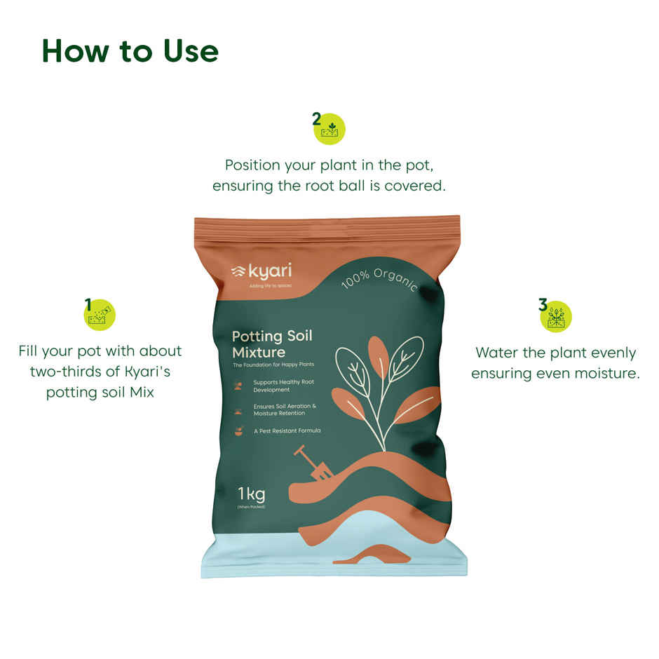 Kyari Potting Soil I Cow Dung + Red SoilI for All Types of Plants | 1 kg