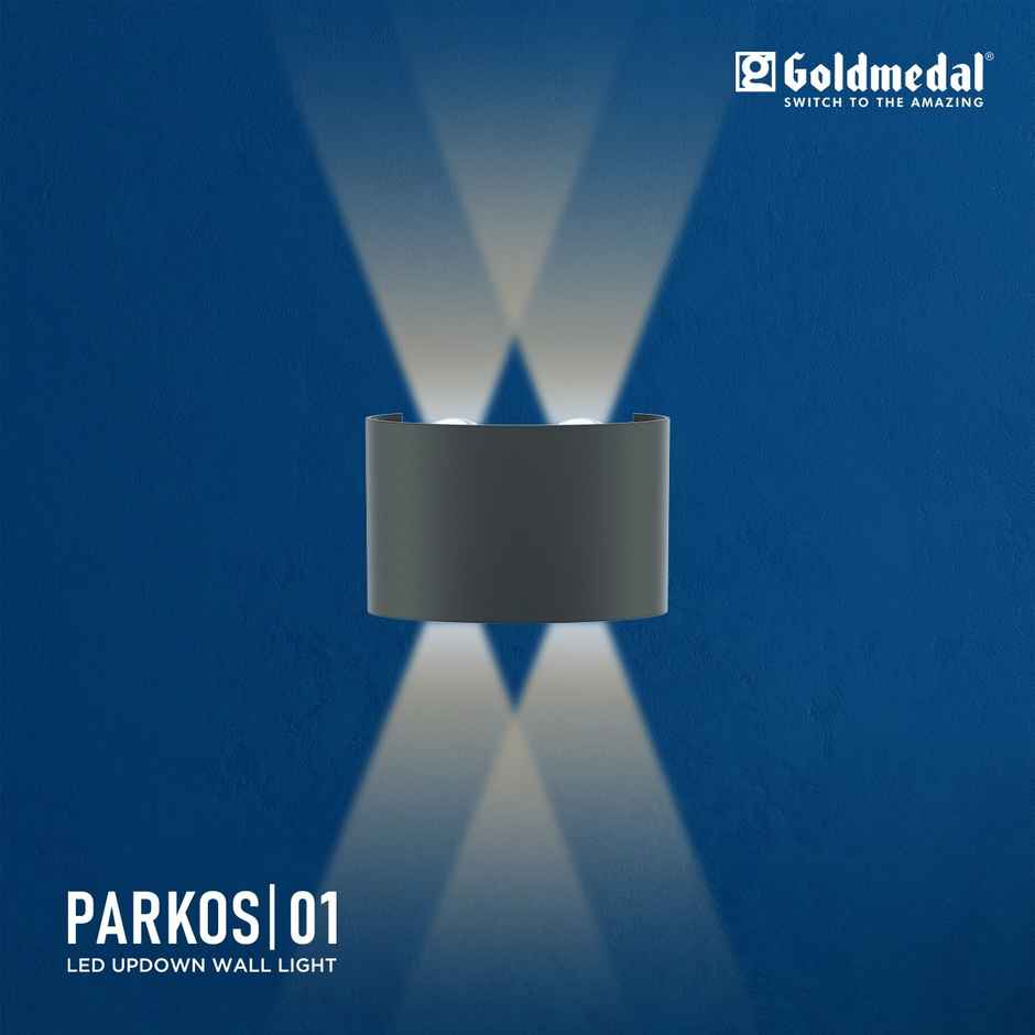 Gold Medal Parkos 01 4W Up-Down LED Outdoor Wall Light | IP54 Waterproof Exterior Wall Mount | Decorative Indoor/Outdoor Light for Garden, Balcony & Gate