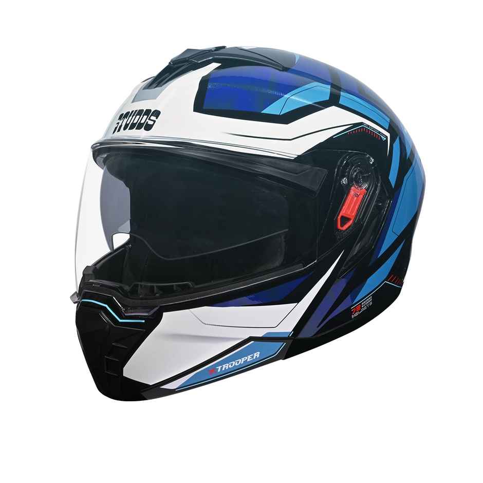 Studds Trooper D2 ISI-DOT CertifiedFlip-up Helmet with Dual Visor |Black Blue - L