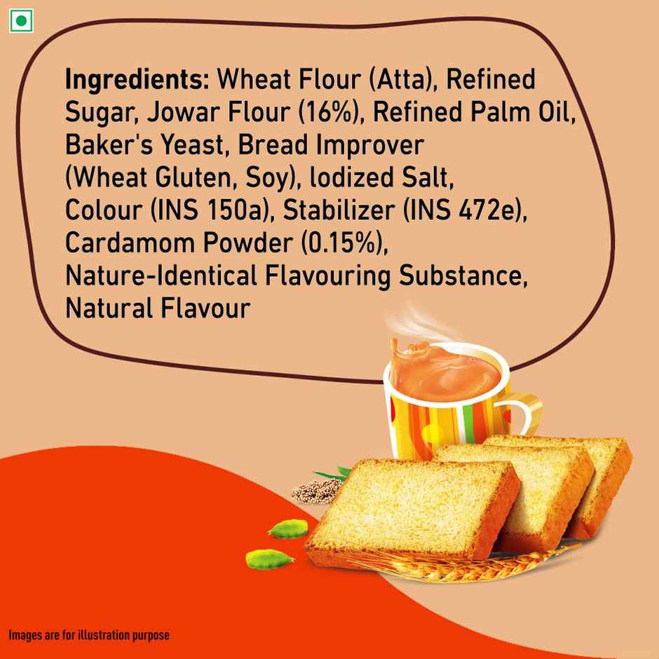 Tata Soulfull No Maida Elaichi Rusk, Whole Wheat Atta & Jowar, Crunchy Tea-Time Snack