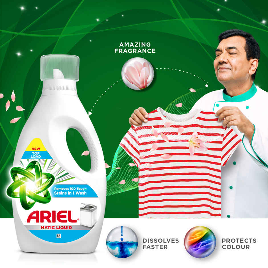 Ariel Stain Removal Top Load Washing Machine Detergent Liquid (4L) & Godrej Fab Machine & Hand Wash Detergent Liquid Refill Pouch (950ml) Combo  