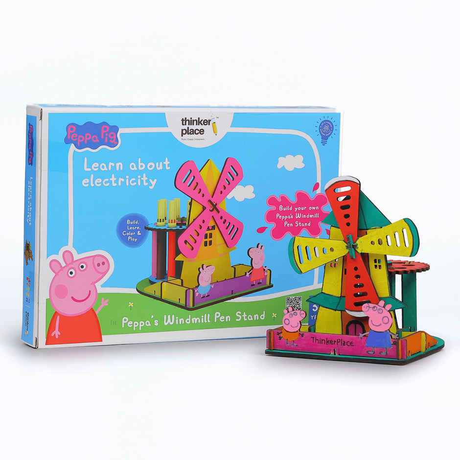 ThinkerPlace Peppa Pig DIY Windmill Pen Stand | Rotating Pen Stand & Learn Electricity (Age 3+)
