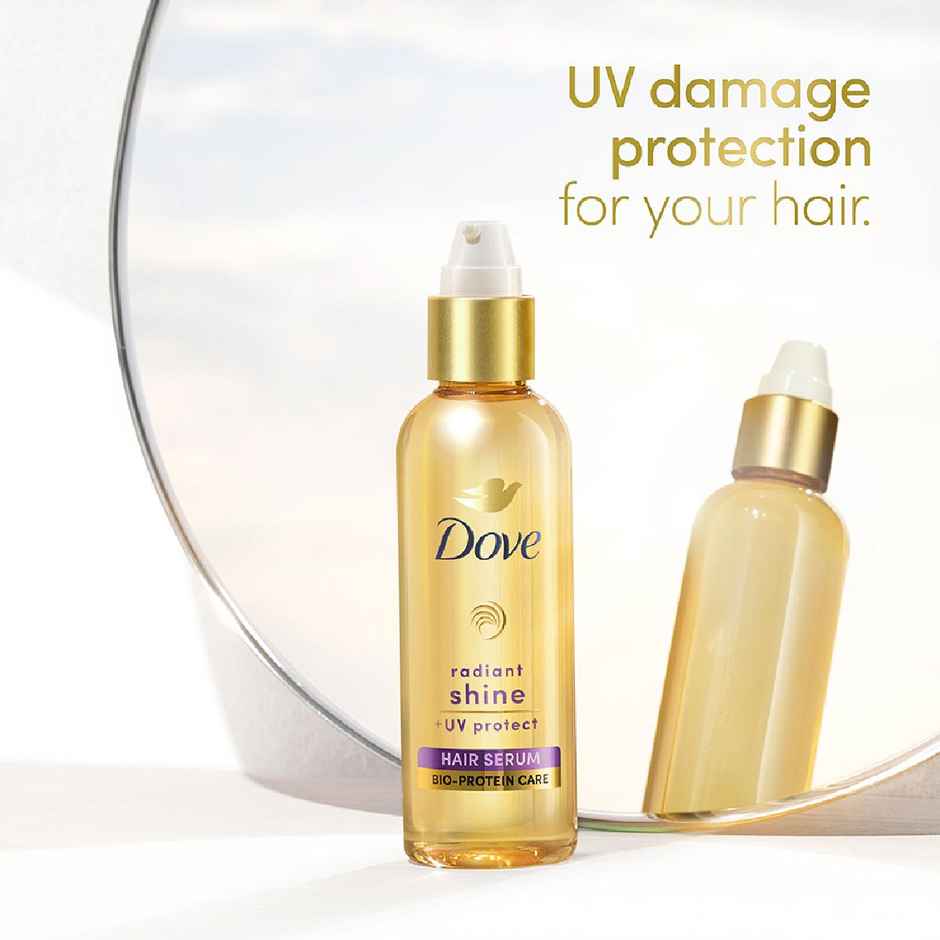 Dove  Radiant Shine + Uv Protect  Hair Serum For Dry & Frizzy Hair
