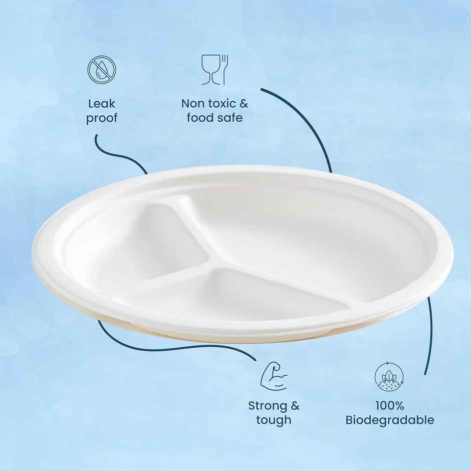 Round Plate | 3 Compartment | 10 inch | Naturepac