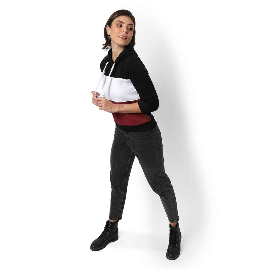 Campus Sutra Women's Hoodie | Black - XL