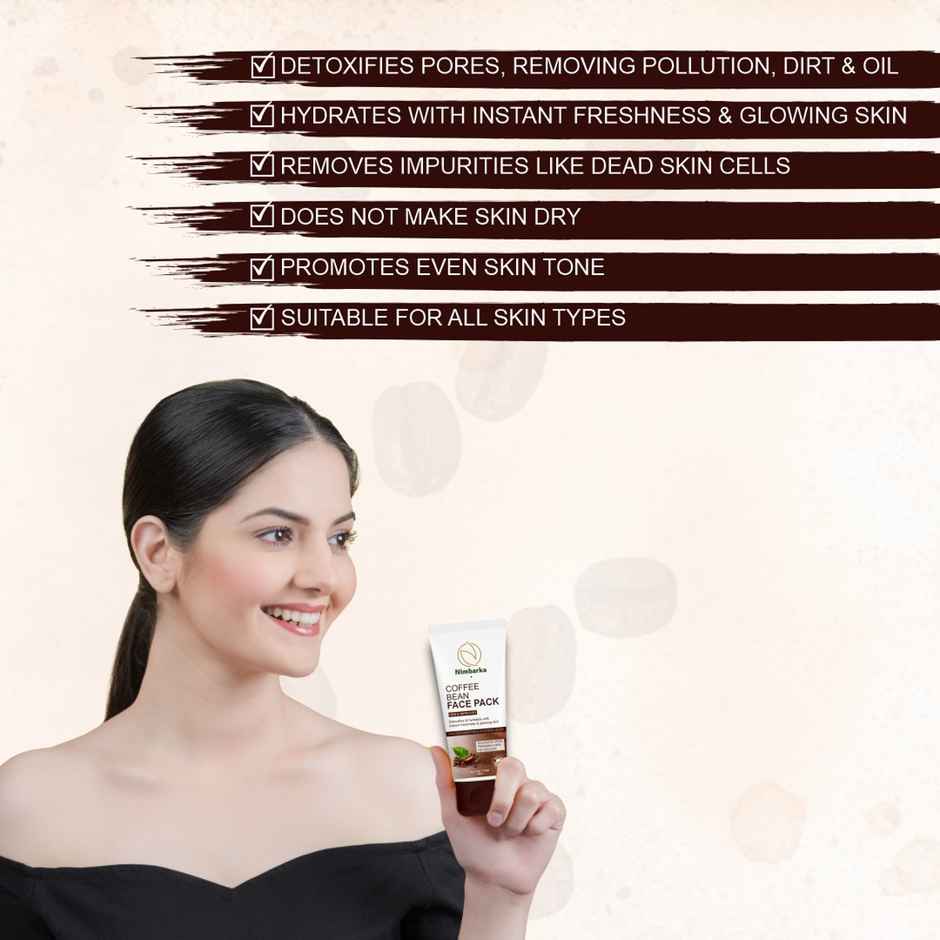 Nimbarka Coffee Bean Face Pack - Detoxify Hydrate & Brighten Skin With Pure Arabica Coffee