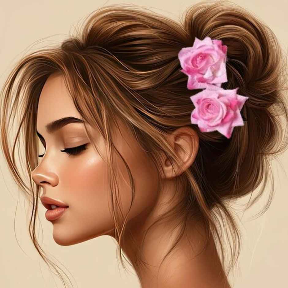 The Opal Factory Hair Accessories | Rose Flower Pin | Set of 2 | Pink