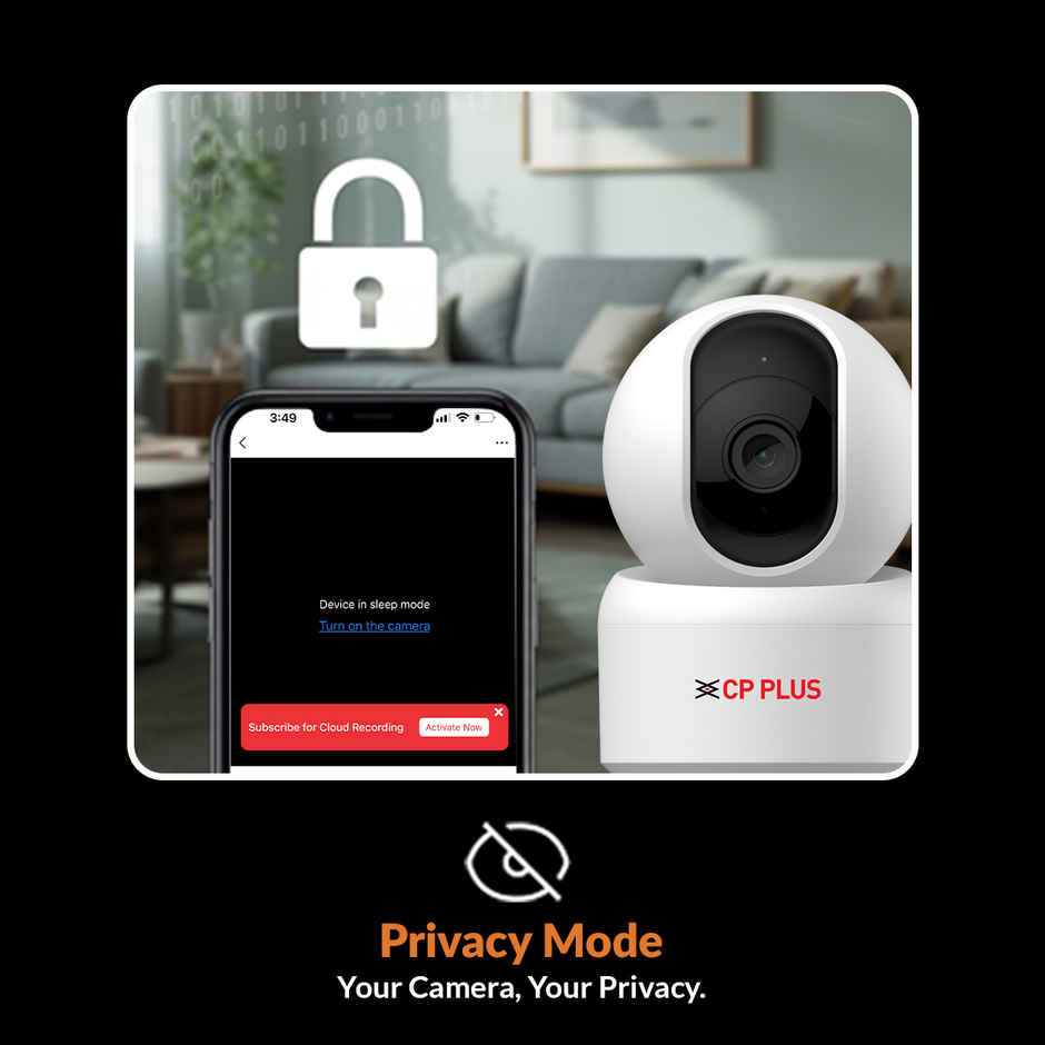 CP PLUS E35Q 3MP Resolution Smart Wi-Fi CCTV Camera with CTC Cyber Secure Tech & Cloud Storage