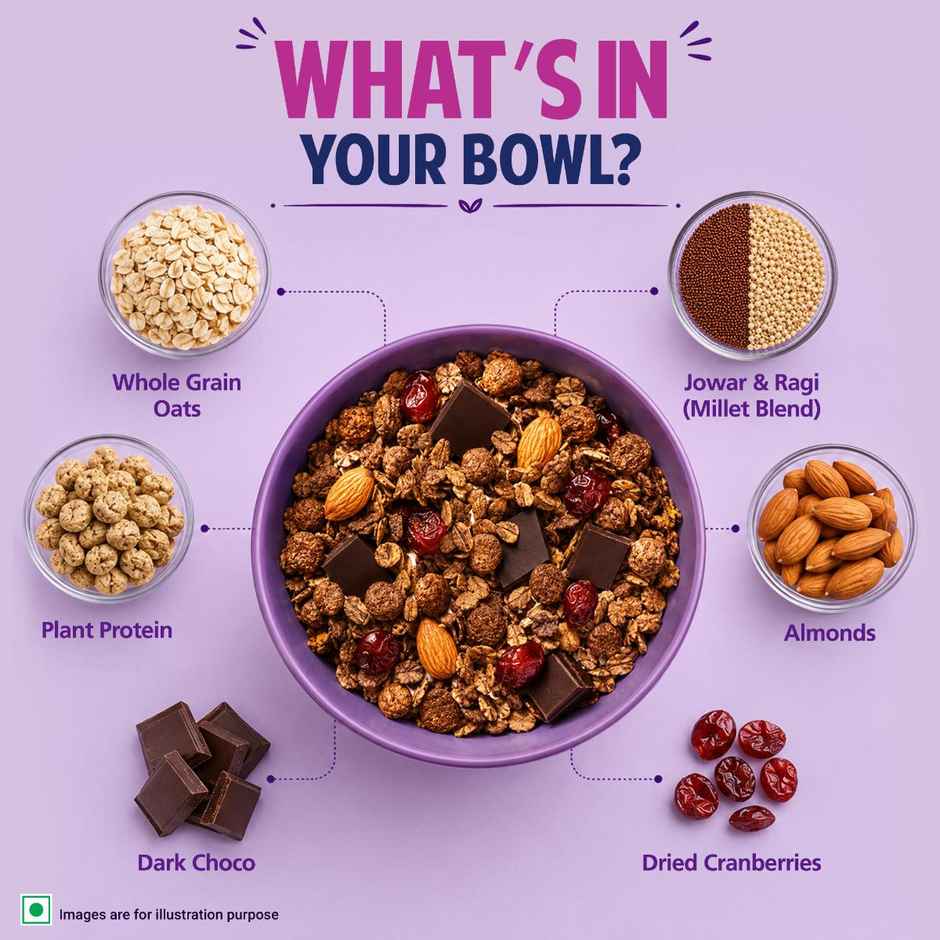 Tata Soulfull Ultimate Hi-Protein Millet Muesli | 24g Protein | Choco Almond Cranberry