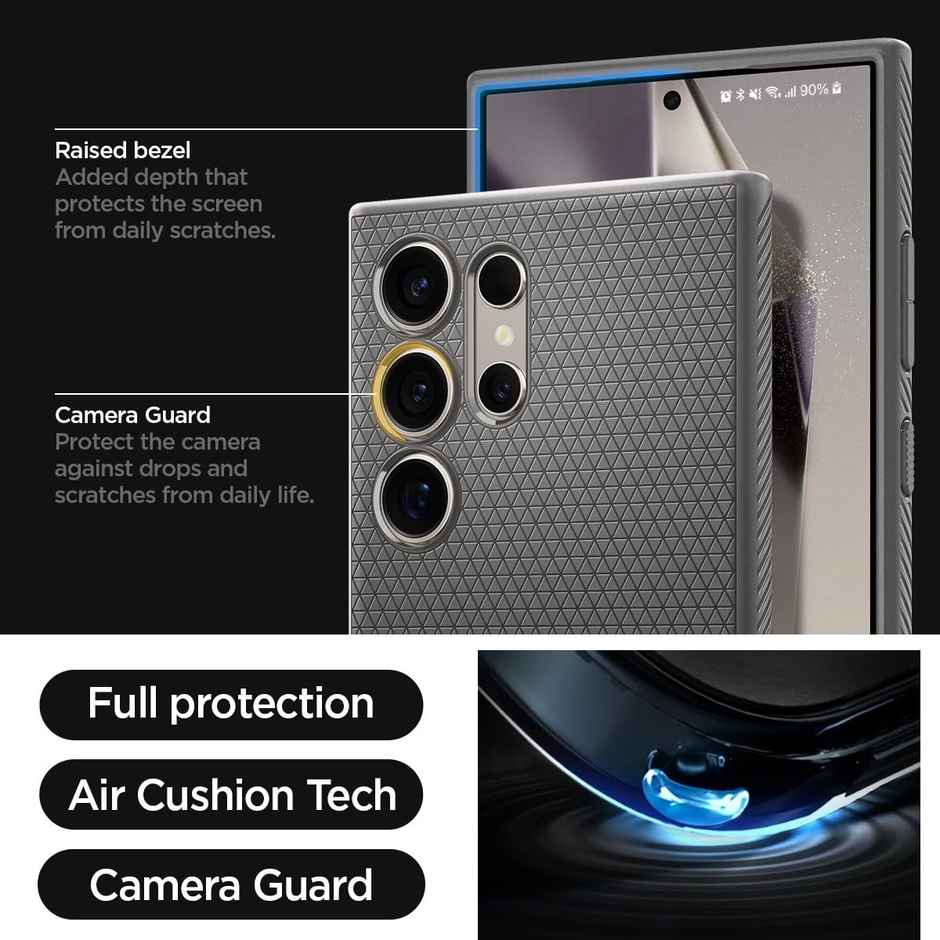 Spigen Liquid Air Back Cover Case Compatible with Galaxy S24 Ultra (TPU | Marble Gray)