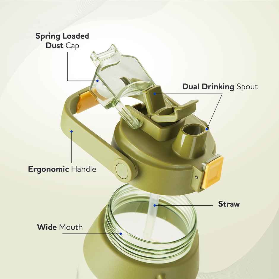 Kolorr Sprint 1400 ml Bottle | Green & Orange | with phone stand | Ideal for Gym | Office | Travel