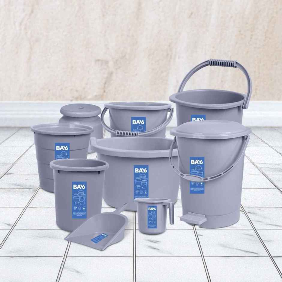 BAY6 Round Container Set With Lid - Grey 5pc