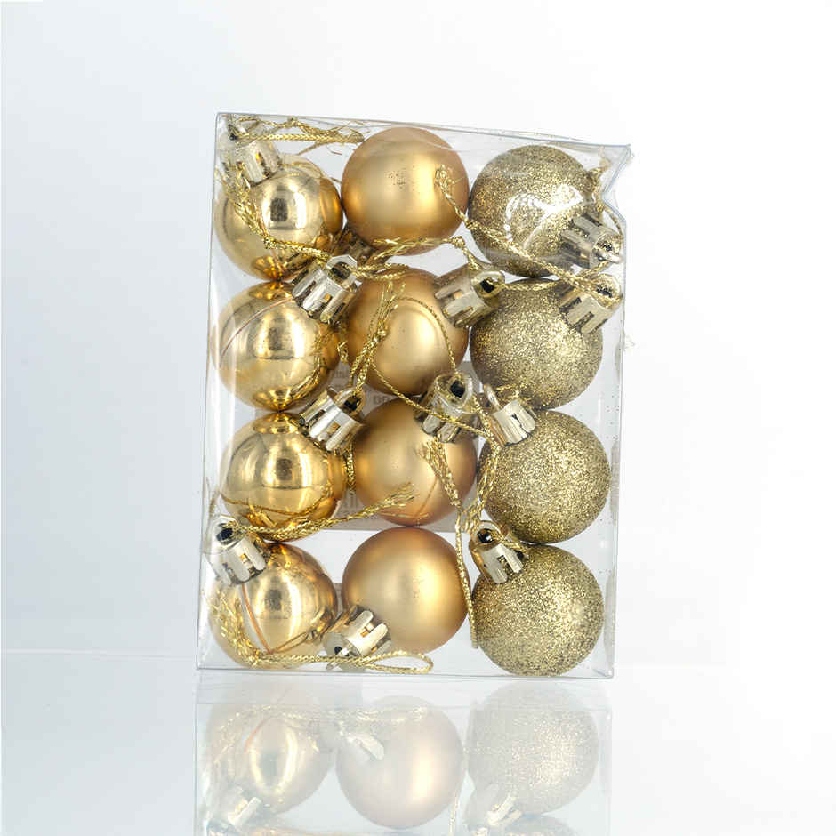 Christmas Glitter Matt Shiny Balls For Tree decor | Golden | Gullak