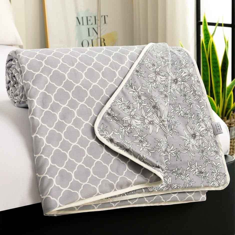 Story@home Printed Single Dohar/Duvet Cover (Cotton, Grey) (220x144x2 cms)