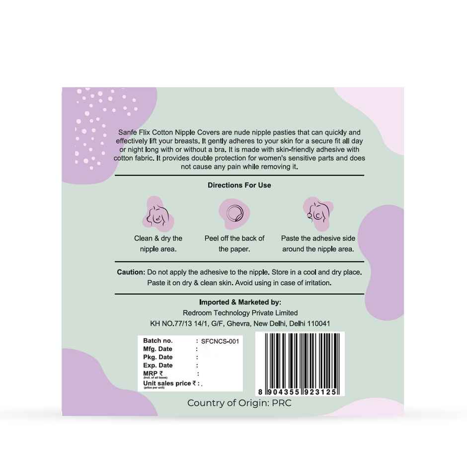Sanfe Flix Cotton Nipple Covers for Women | Disposable | Breathable | No Show | White