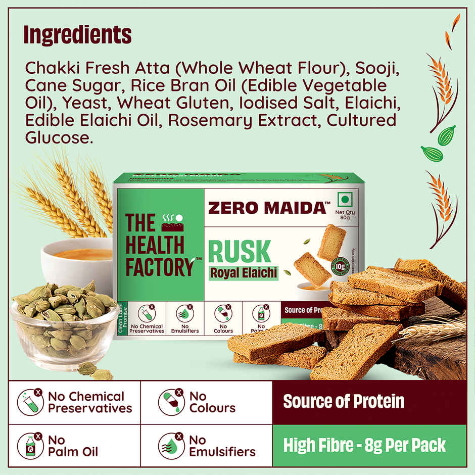 The Health Factory Zero Maida Rusk - Royal Elaichi Combo
