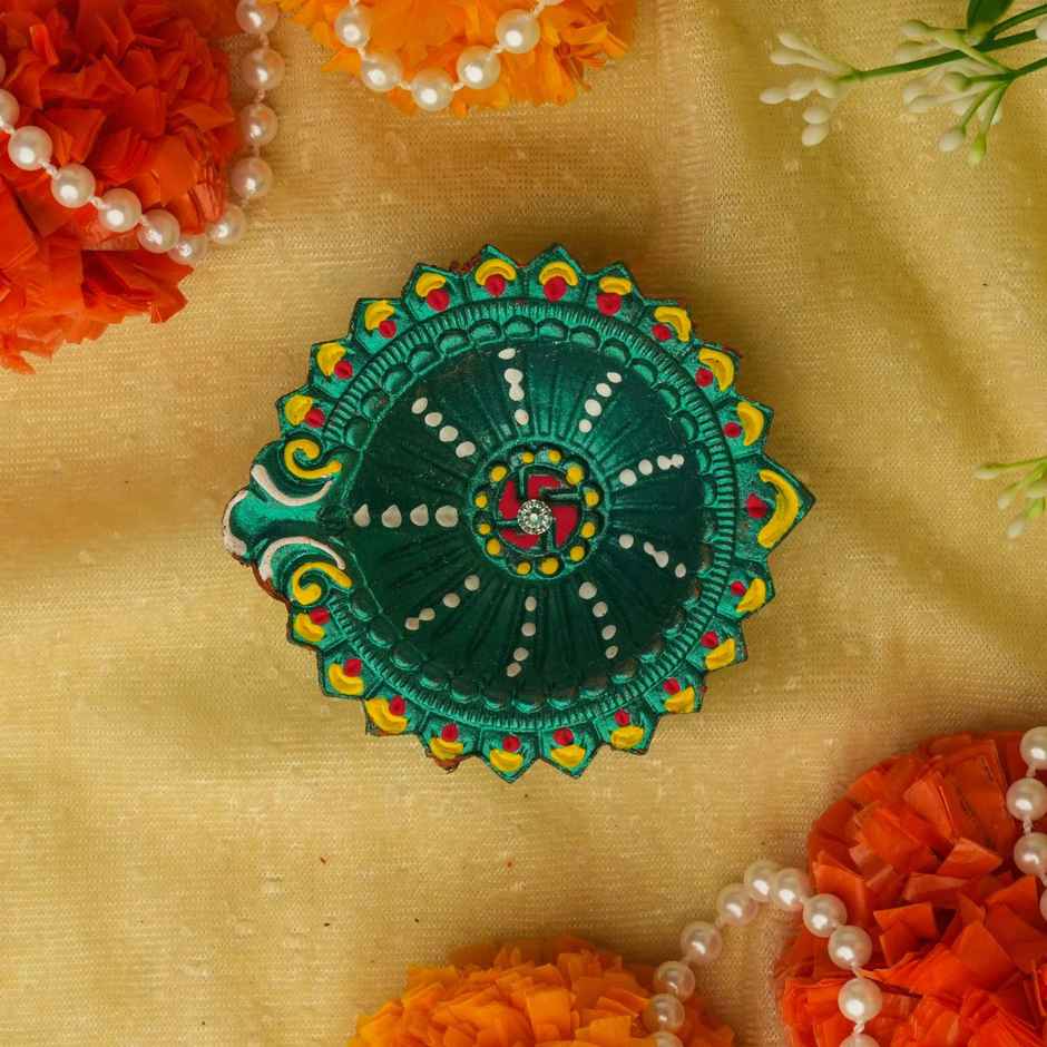 Decorative Clay Diya Rose | Pack of 4 | Designer Diya | Shruti Creations