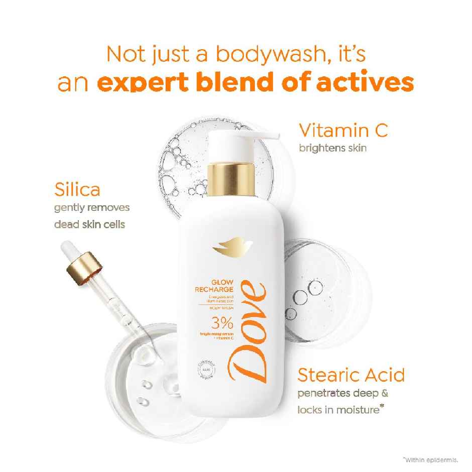 Dove 3% Brightening Serum + Vitamin C Glow Recharge Serum Body Wash