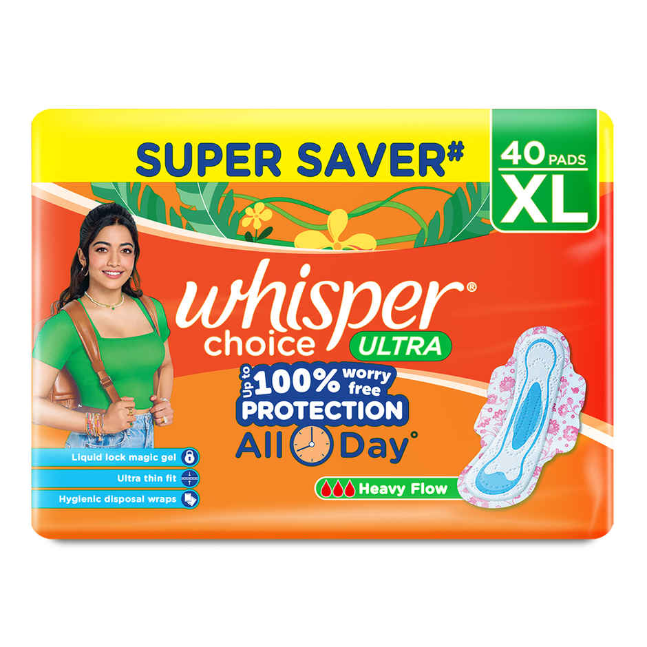 Whisper Choice Ultra Sanitary Pads | XL | 40 pcs