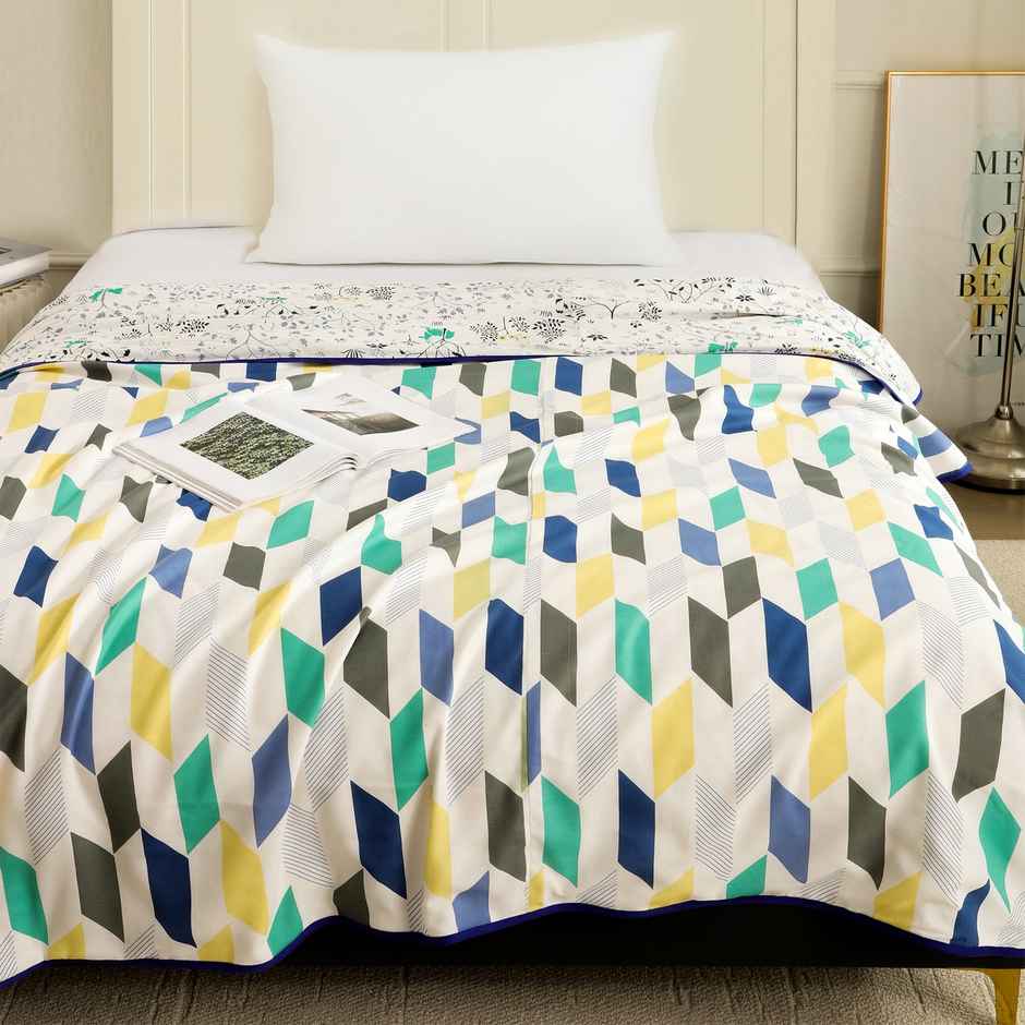 Story@home Printed Single Dohar/Duvet Cover (Cotton, Light Blue, White) (220x144x2 cms)