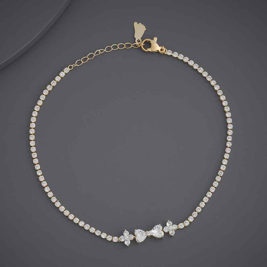 Kushal s Fashion Jewellery White Gold-Plated Zircon Trendy Payal | 441639