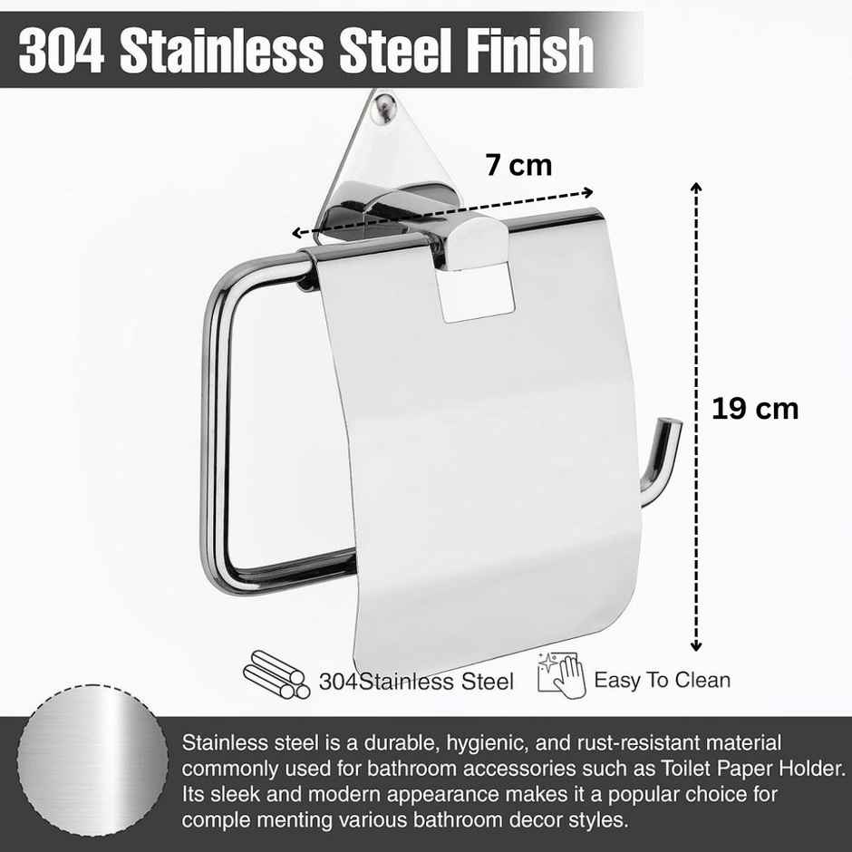 GLOXY Stainless Steel Toilet Paper Holder Wall Mounted Tissue Roll Dispenser for Bathroom SS304