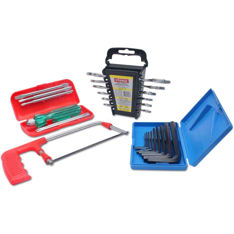 Visko 819 Hand Tools Combo With Junior Hacksaw Frame | Allen Key Set | Screwdrivers | Doe Spanner