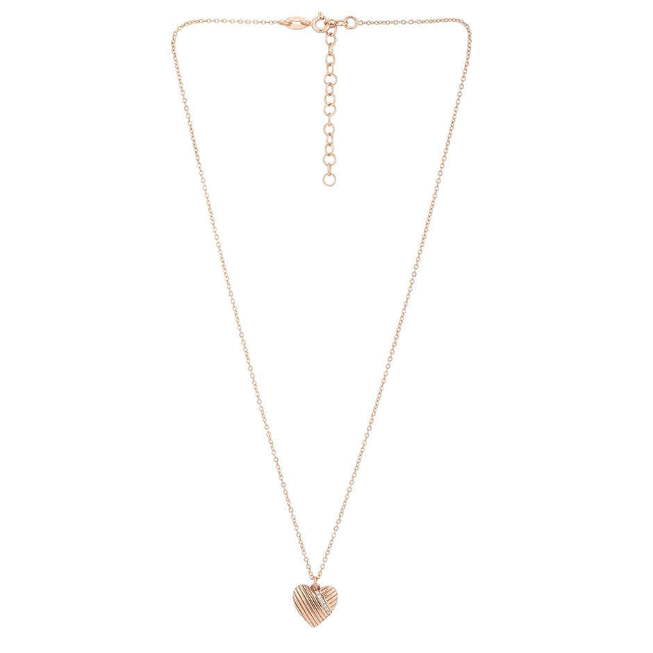 Carlton London 18kt Rose Gold Plated with CZ Heart Pendant with Chain | B772601N-1