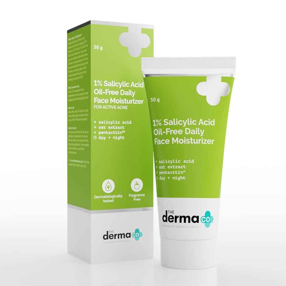 The Derma Co 1% Salicylic Acid Oil-free Moisturizer for Face With Oat Extract For Active Acne