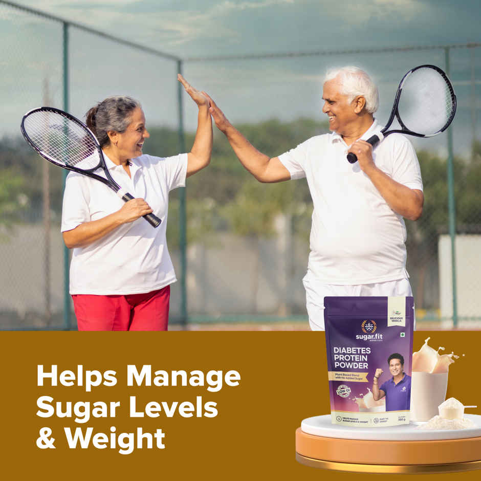 Sugar.fit Diabetes Protein Powder - Vanilla, Low GI Diabetes Care Drink for Blood Sugar Management