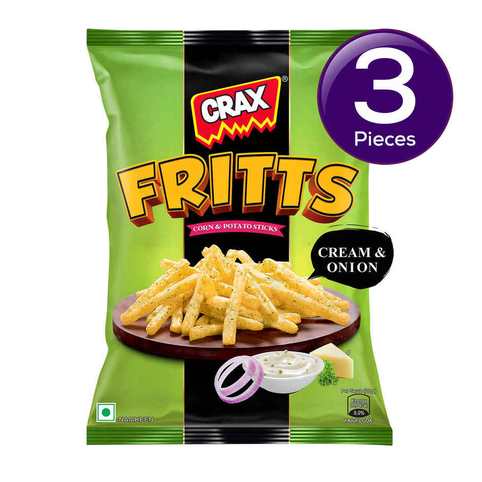 Crax Fritts Cream and Onion Corn & Potato Stick Snacks Combo - Buy at ...