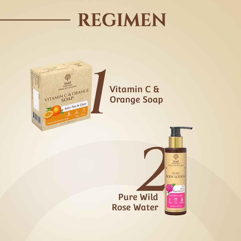 Khadi Essentials Vitamin C & Orange Soap | Brightens, Smoothens & Fights Tan | Handmade