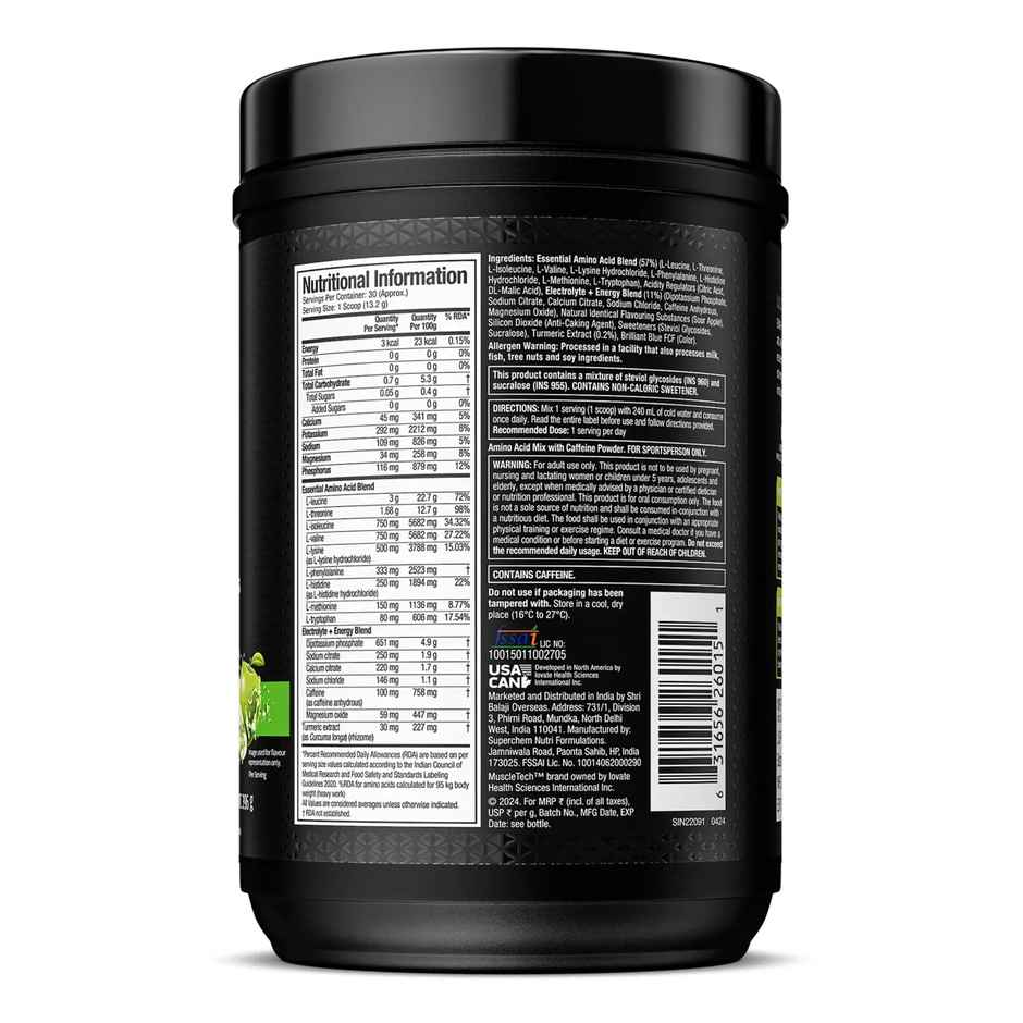 Muscletech Eaa + Energy Caffeine Replenish Electrolytes Sour Apple