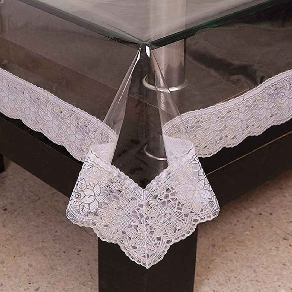 Kuber Industries Dining Table Cover 6 Seater|Table Cloth|Table Cover for Home | Restaurant|Silver