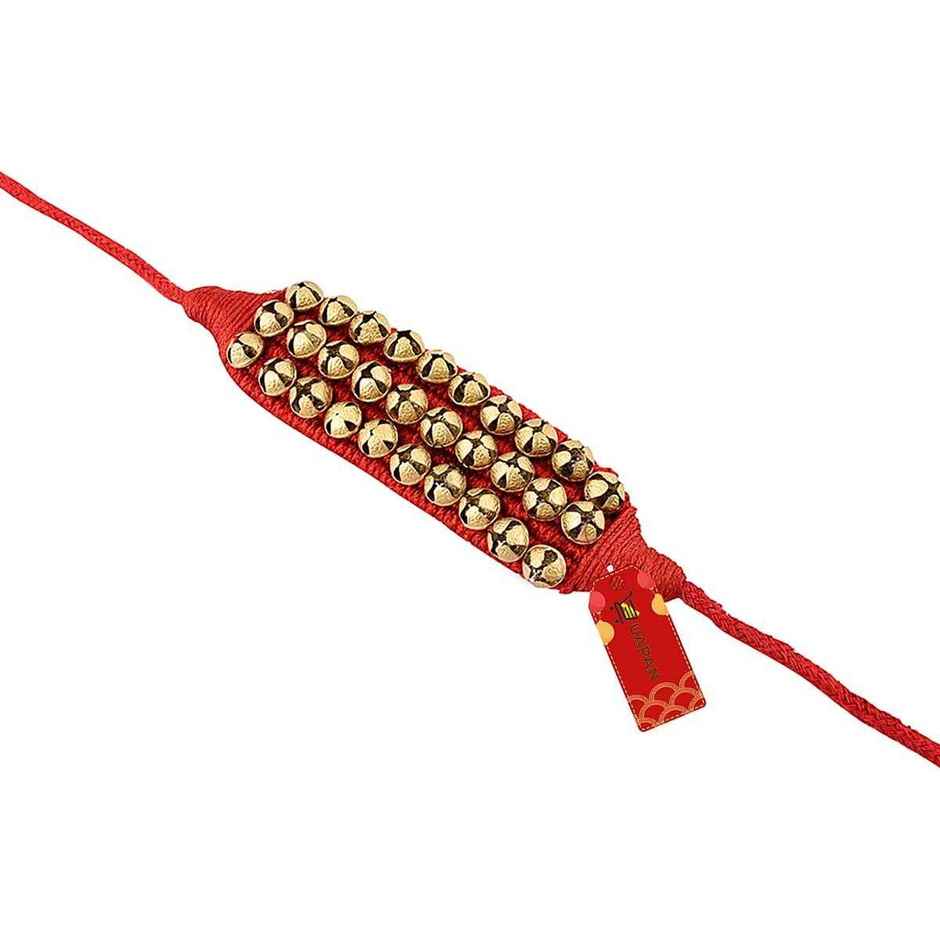 Uapan Brass Ghungroo Pad Red 3 Line Pair, 30+30