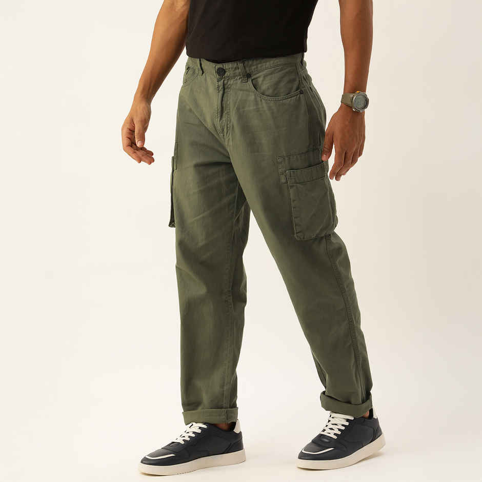 Bene Kleed Men's Straight Fit Cargo Trousers | Olive - 34