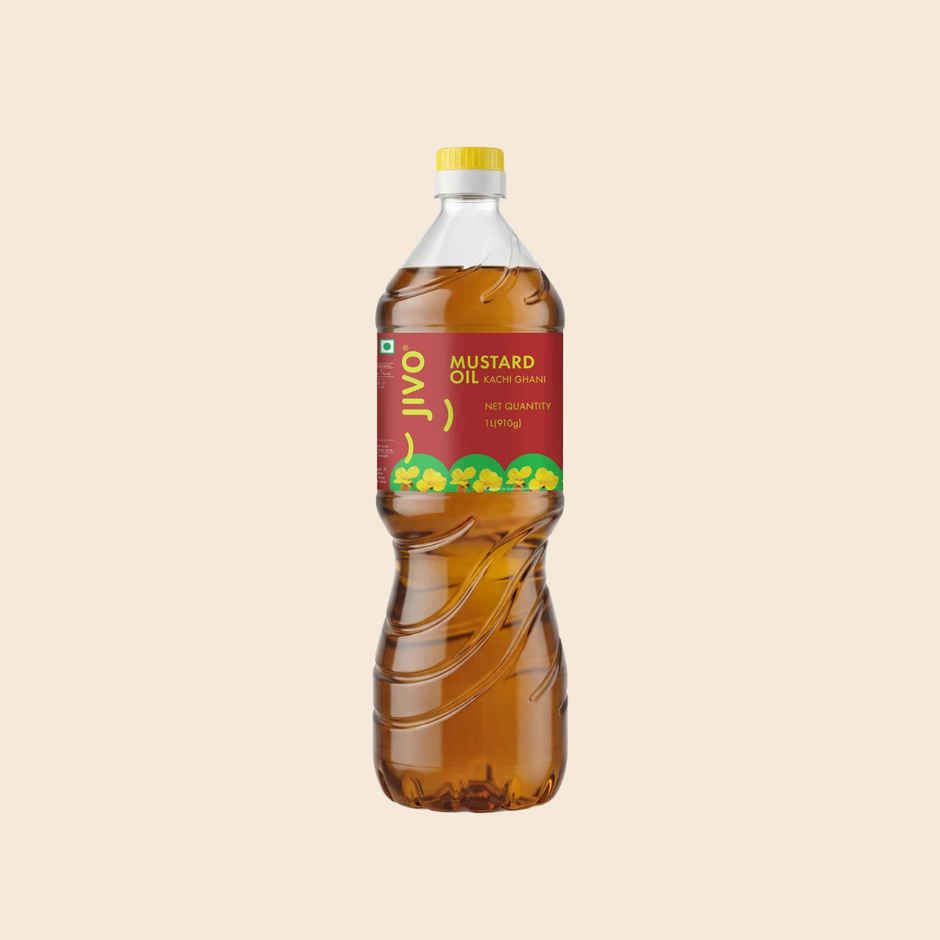 Jivo Kachi Ghani Mustard (Sarson) Cold Pressed Oil | Vitamin Fortified Cooking Oil