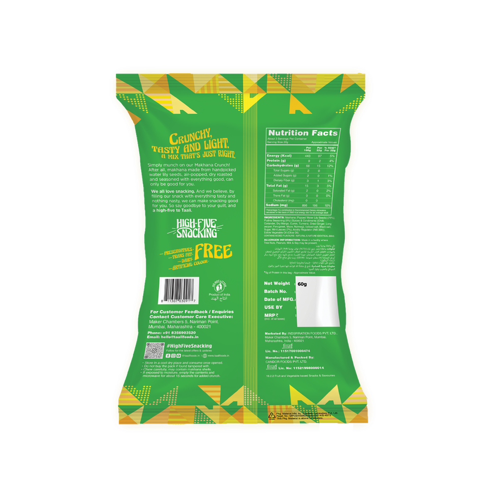 Taali Roasted Makhana - Pudina Foxnuts, Crunchy, 100% Natural, Rich in Protein