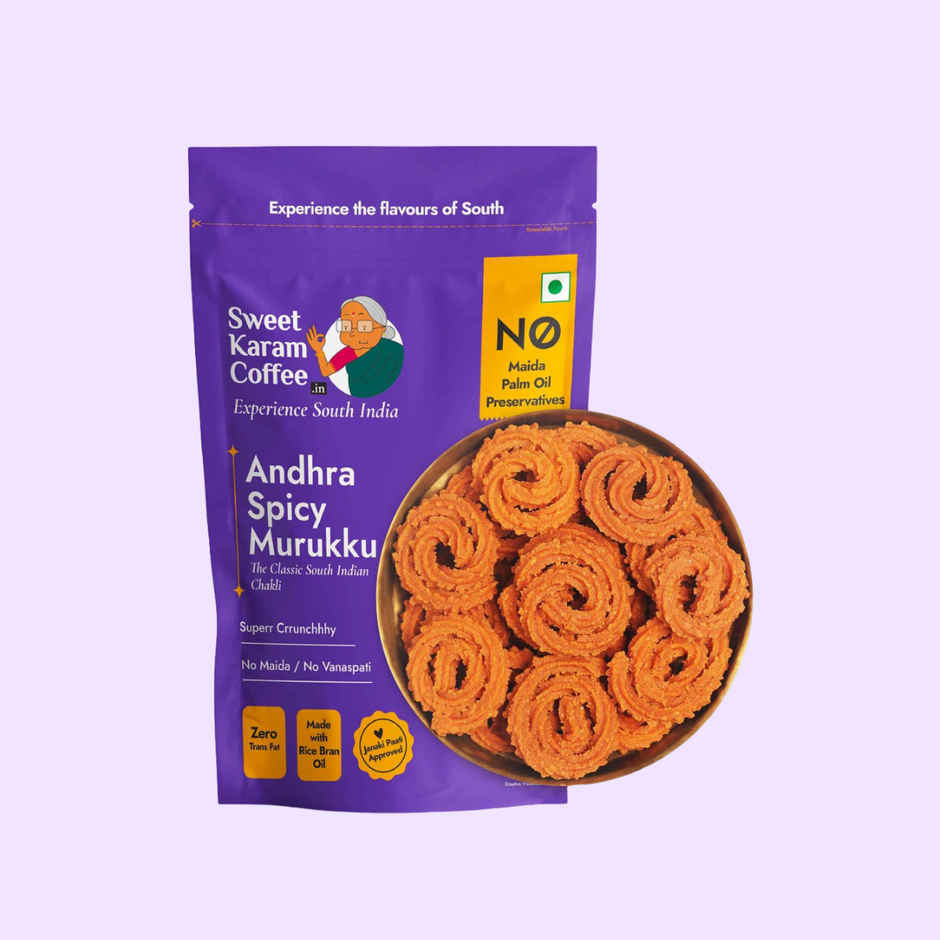 Sweet Karam Coffee Andhra Spicy Murukku Crisps (Chakli) - Namkeen Snacks